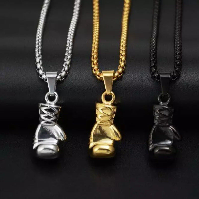 Wholesale Vintage Punk Fitness Boxing Gloves Stainless Steel Necklace
